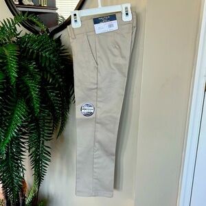 Brand New Nautica Boys School Uniform Khaki Pants Flat Front Adjustable Waist